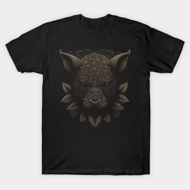 rhinoceros decorated with Javanese ornaments T-Shirt by gblackid